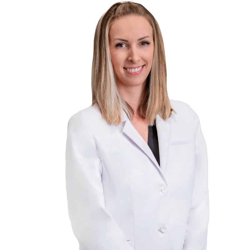 VTC_DrMcFarland_800x800-1 Professional portrait of Dr. Walter Lech, a vein specialist, wearing a white lab coat and glasses, posed against a black background with arms crossed. This formal clinical headshot represents a healthcare provider specializing in vein treatment services.